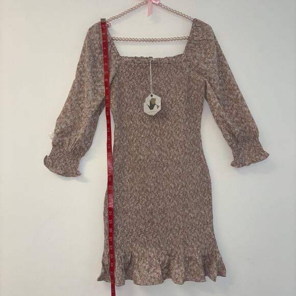 Paper Crane Floral‎ Dress Sz S Fairy Ethereal Dainty Mini NWT Milkmaid Smocked - Picture 7 of 8